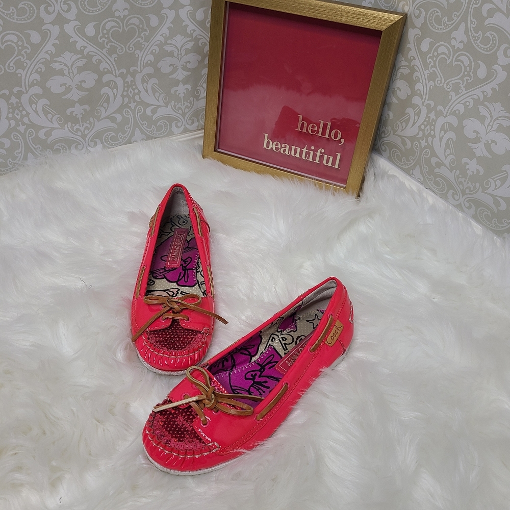 Coach Poppy Berry Sequined Loafers